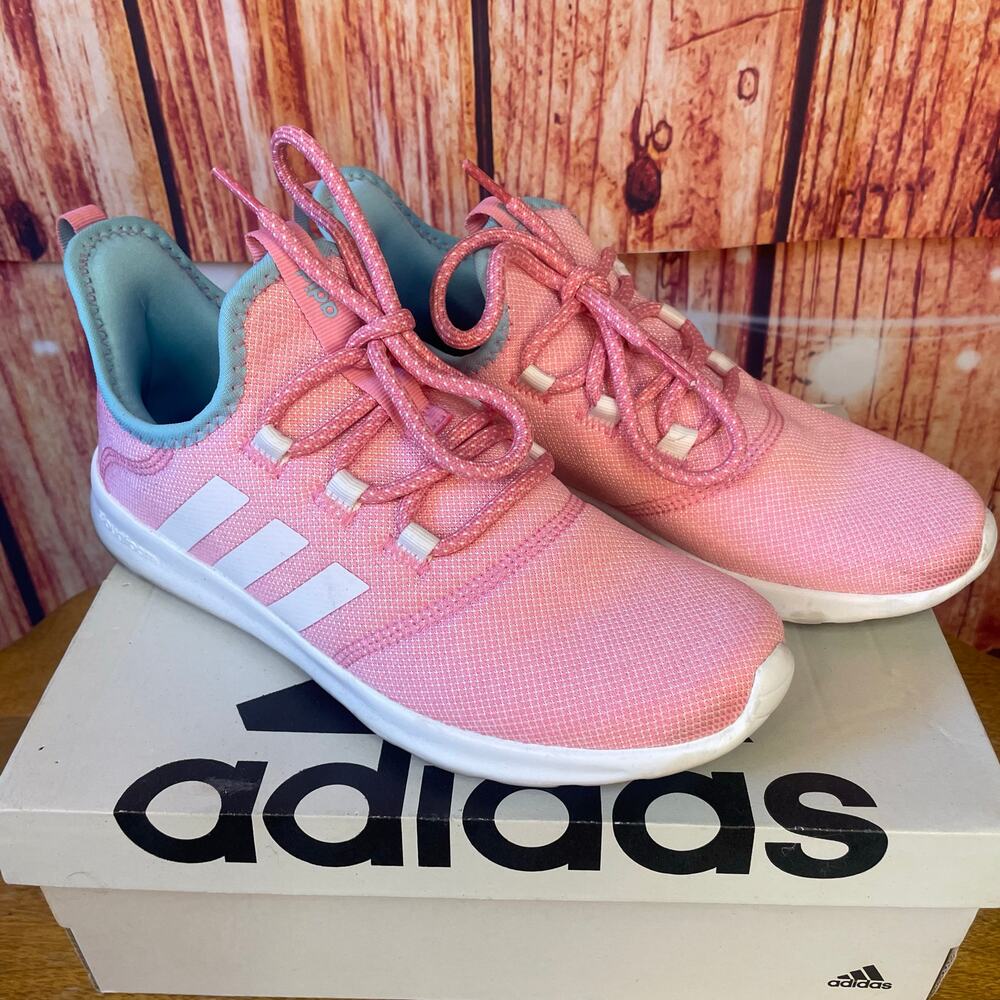 Adidas Cloudfoam Pure 2.0 Kids Running Shoes size 6.5 Pink/White/Blue EUC!